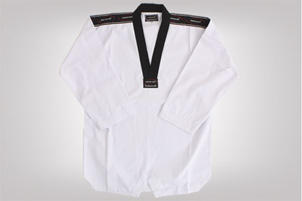 Imagem de Dobok Canelado Branco com Gola Preta – M4