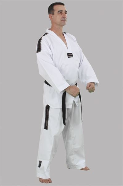 Imagem de Dobok Canelado Adulto Branco com Gola Branca – A2