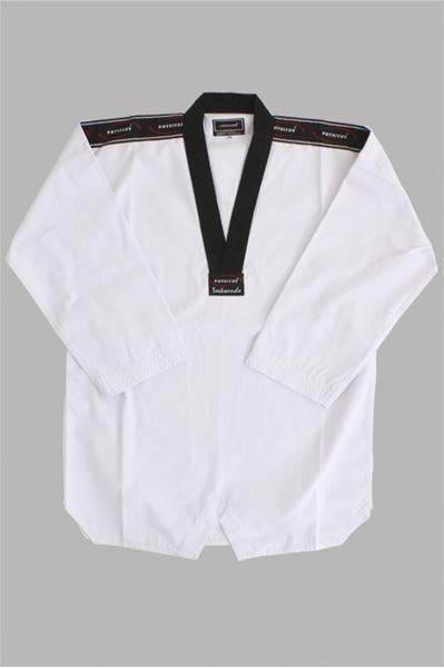 Imagem de Dobok Canelado Branco com Gola Preta – M00